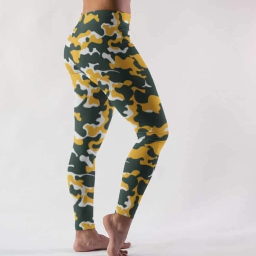 Packers Green & Yellow Camo Print Soft Leggings